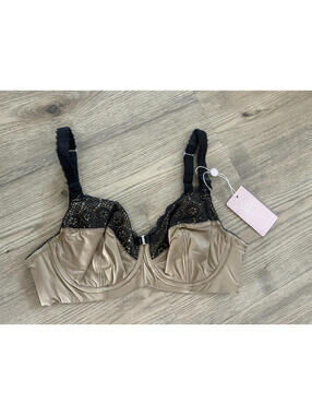 Cake Lingerie Balcony Style Flexible Wire Embroidery Nursing Bra  Beige 34E NWT